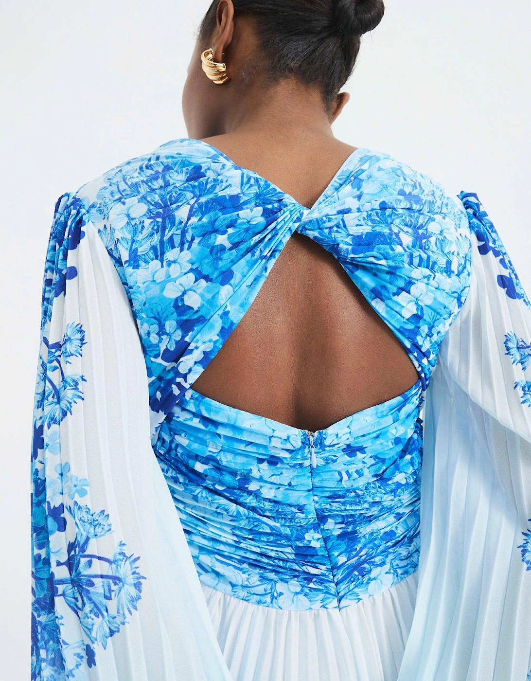 Plisse Twist Dress - Blue