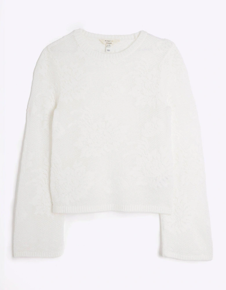 Floral Knitted Top - Cream