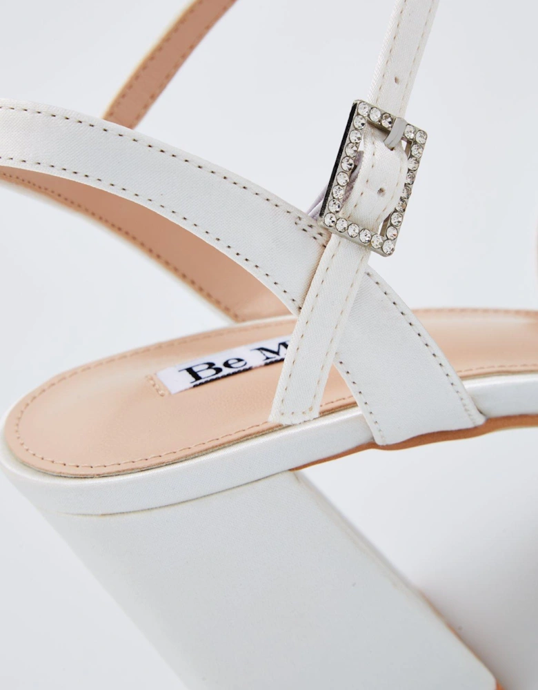 Be Mine Wide Fit Frankie Heeled Shoes - Ivory Satin