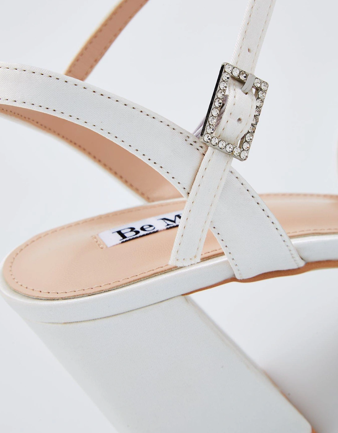Be Mine Wide Fit Frankie Heeled Shoes - Ivory Satin