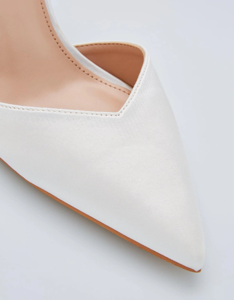 Be Mine Wide Fit Frankie Heeled Shoes - Ivory Satin