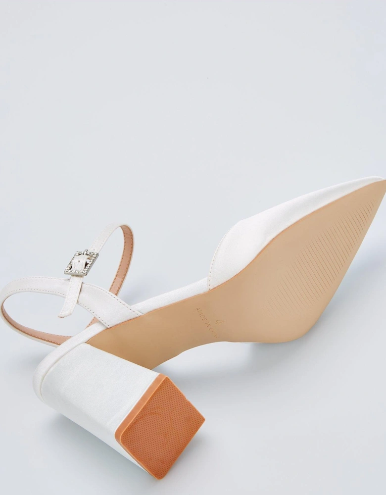 Be Mine Wide Fit Frankie Heeled Shoes - Ivory Satin