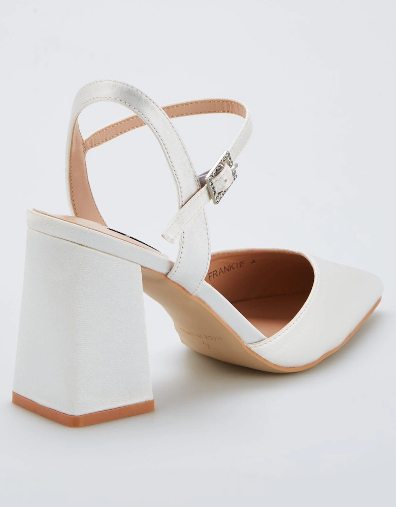 Be Mine Wide Fit Frankie Heeled Shoes - Ivory Satin