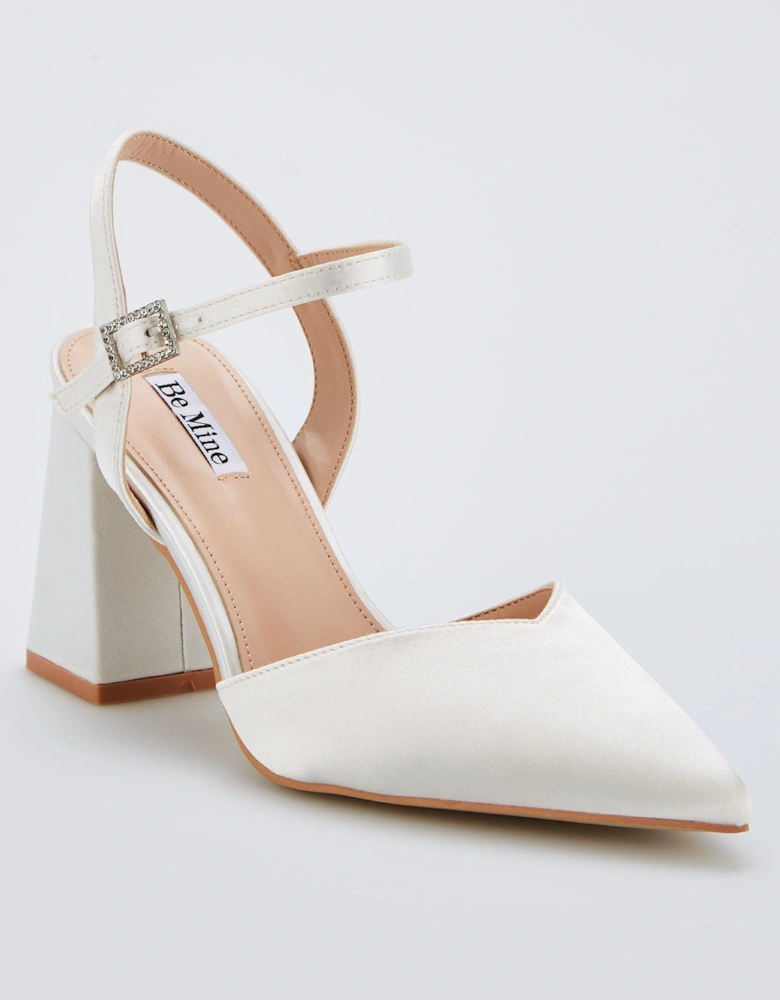 Be Mine Wide Fit Frankie Heeled Shoes - Ivory Satin