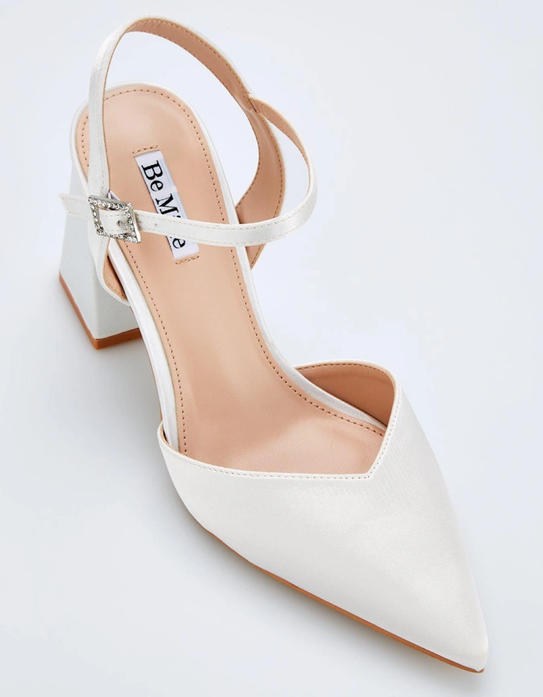 Be Mine Wide Fit Frankie Heeled Shoes - Ivory Satin