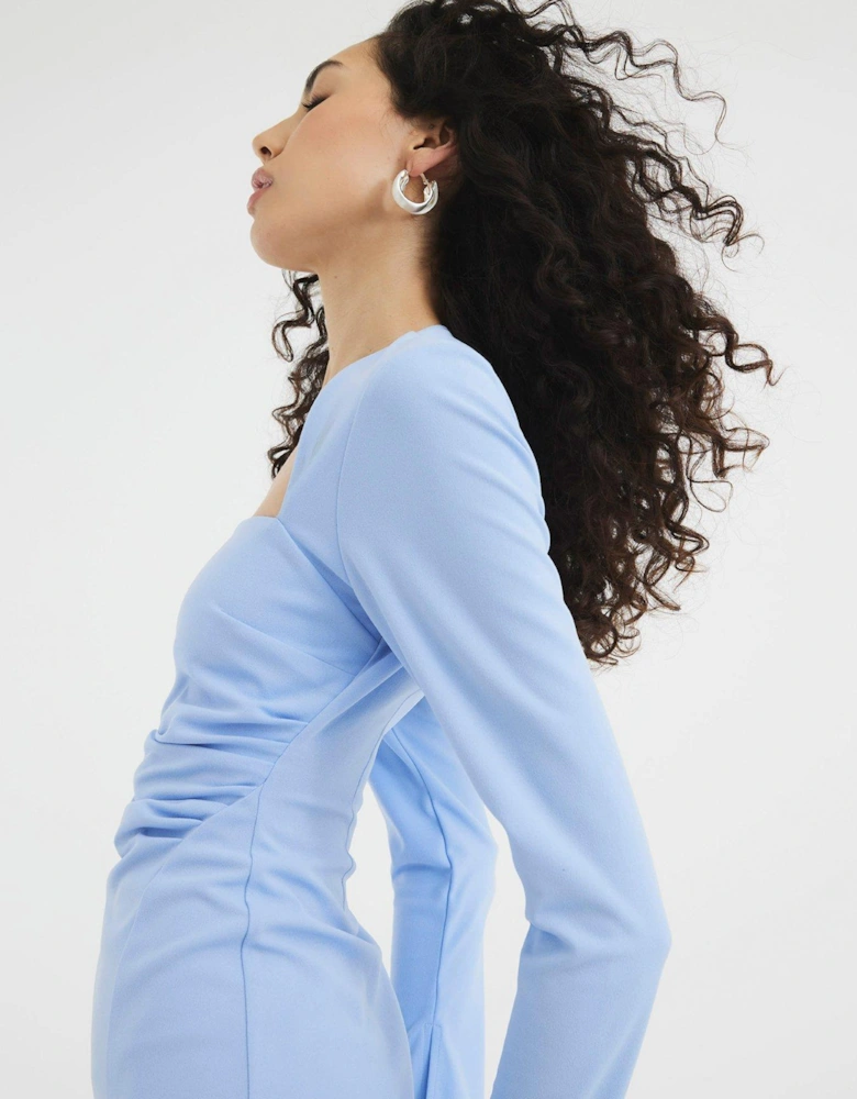 Square Neck A-Line Mini Dress - Light Blue