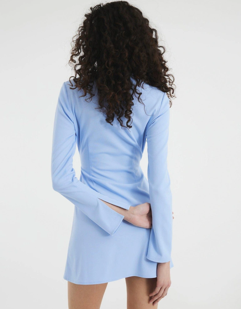 Square Neck A-Line Mini Dress - Light Blue