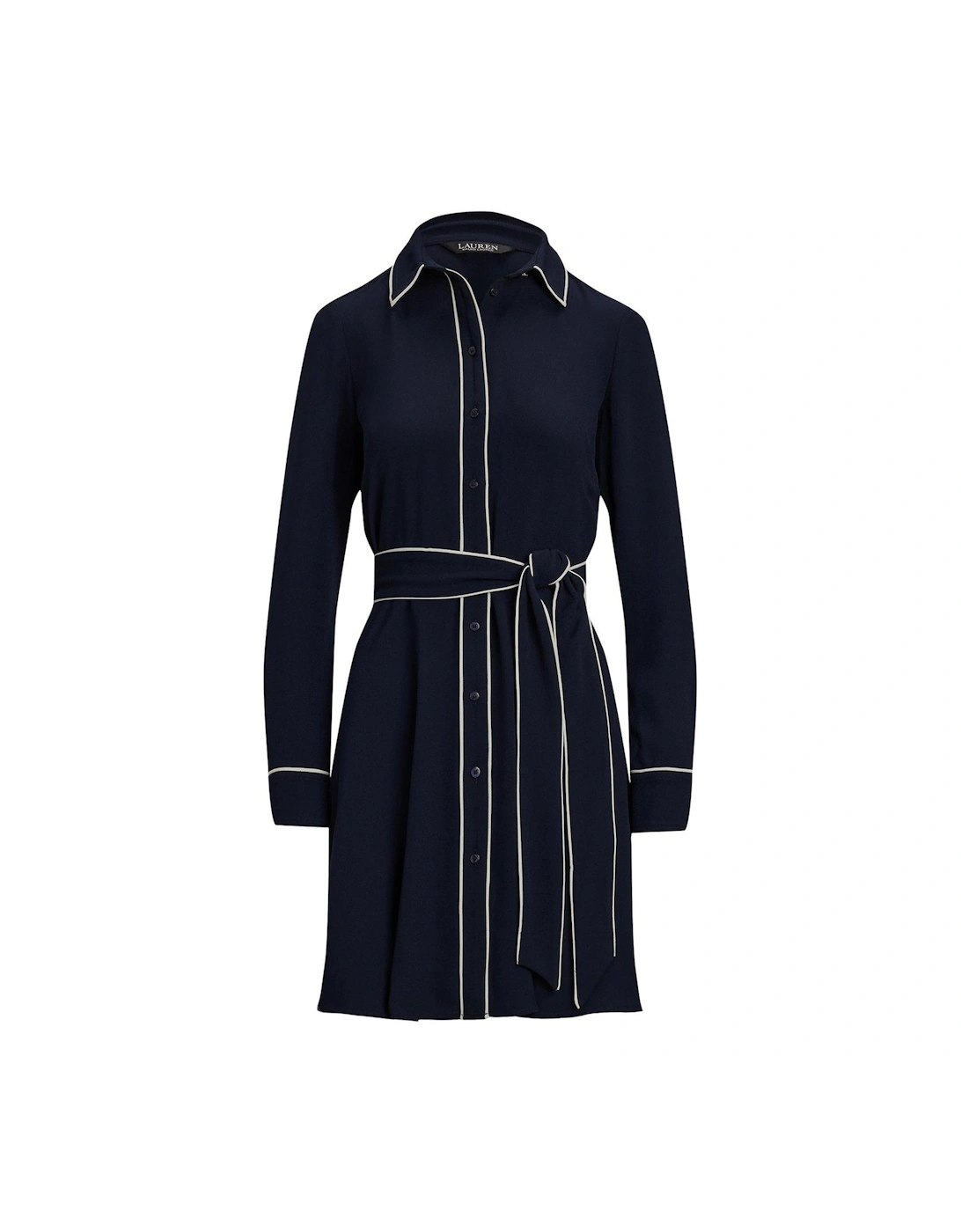 Cordasha Long Sleeve Shirt Dress - Navy/White