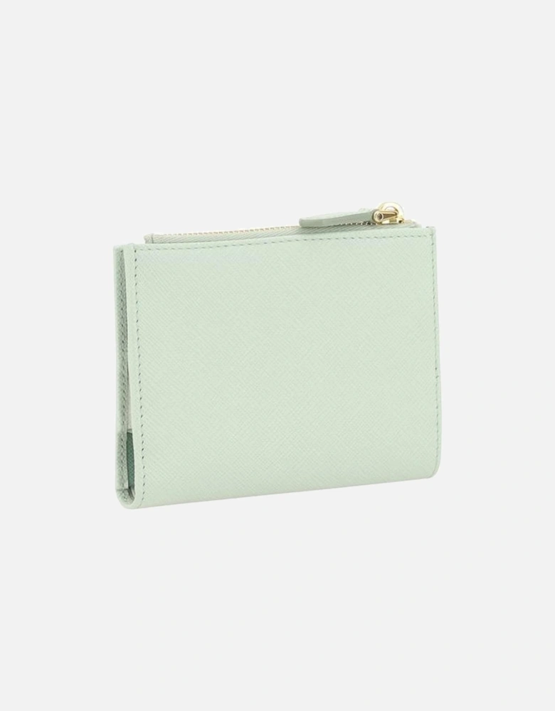 Leather Bifold Wallet with Monogram and Snap Closure Women - Green