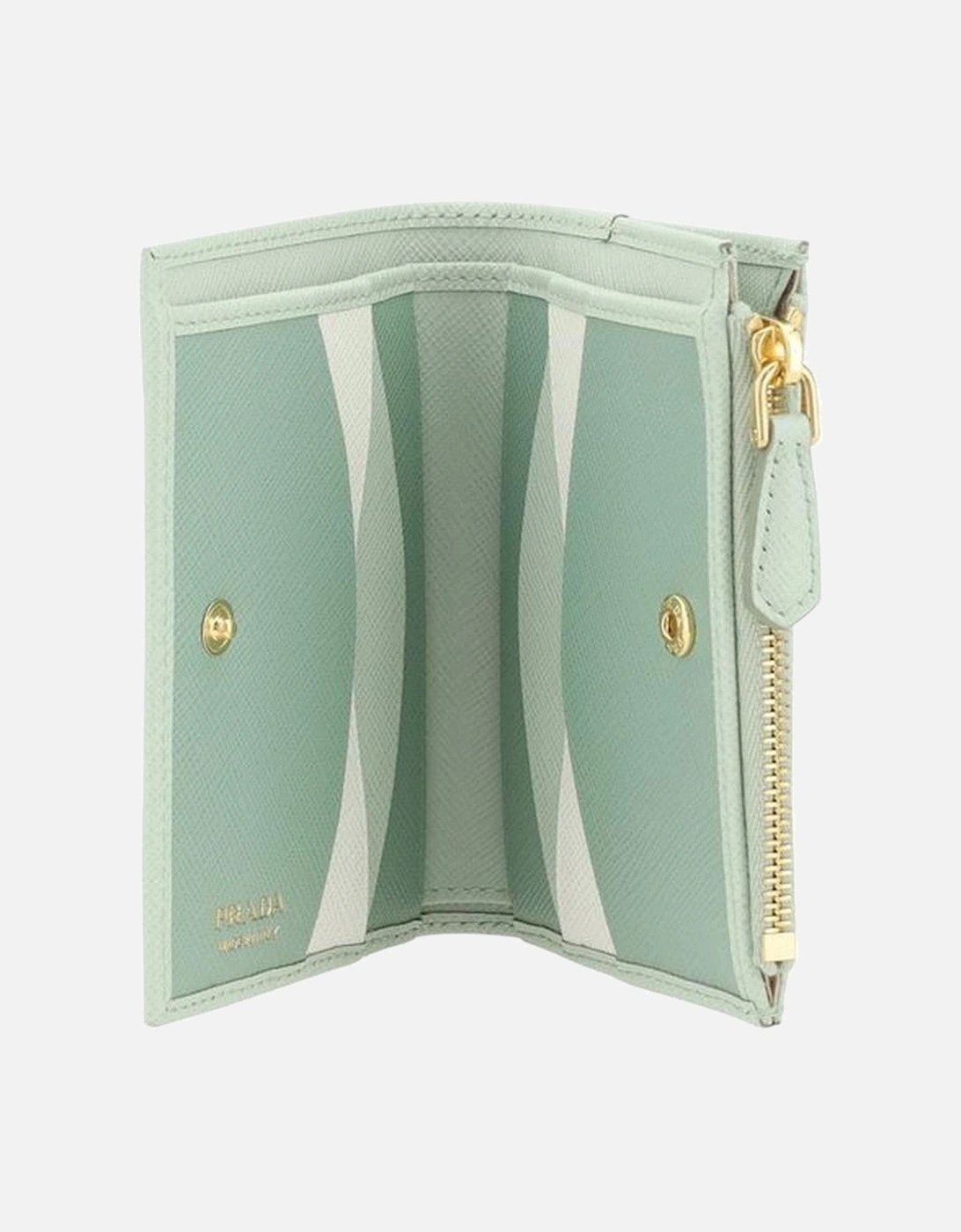 Leather Bifold Wallet with Monogram and Snap Closure Women - Green