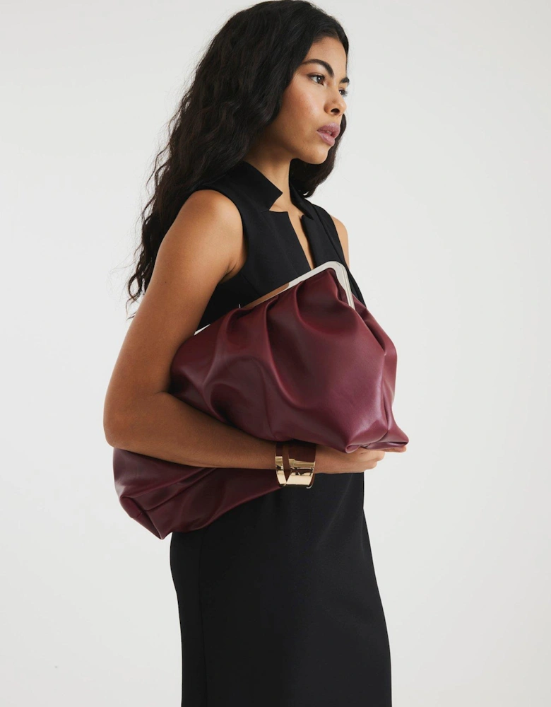 Clipped Collar Midi Dress - Black