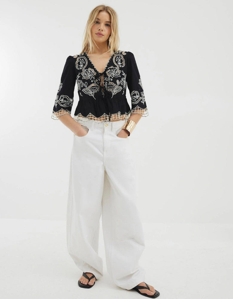 Cutwork Blouse - Black
