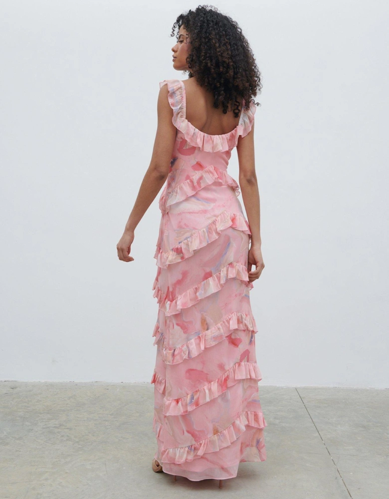 Cecile Ruffle Maxi Dress - Pink