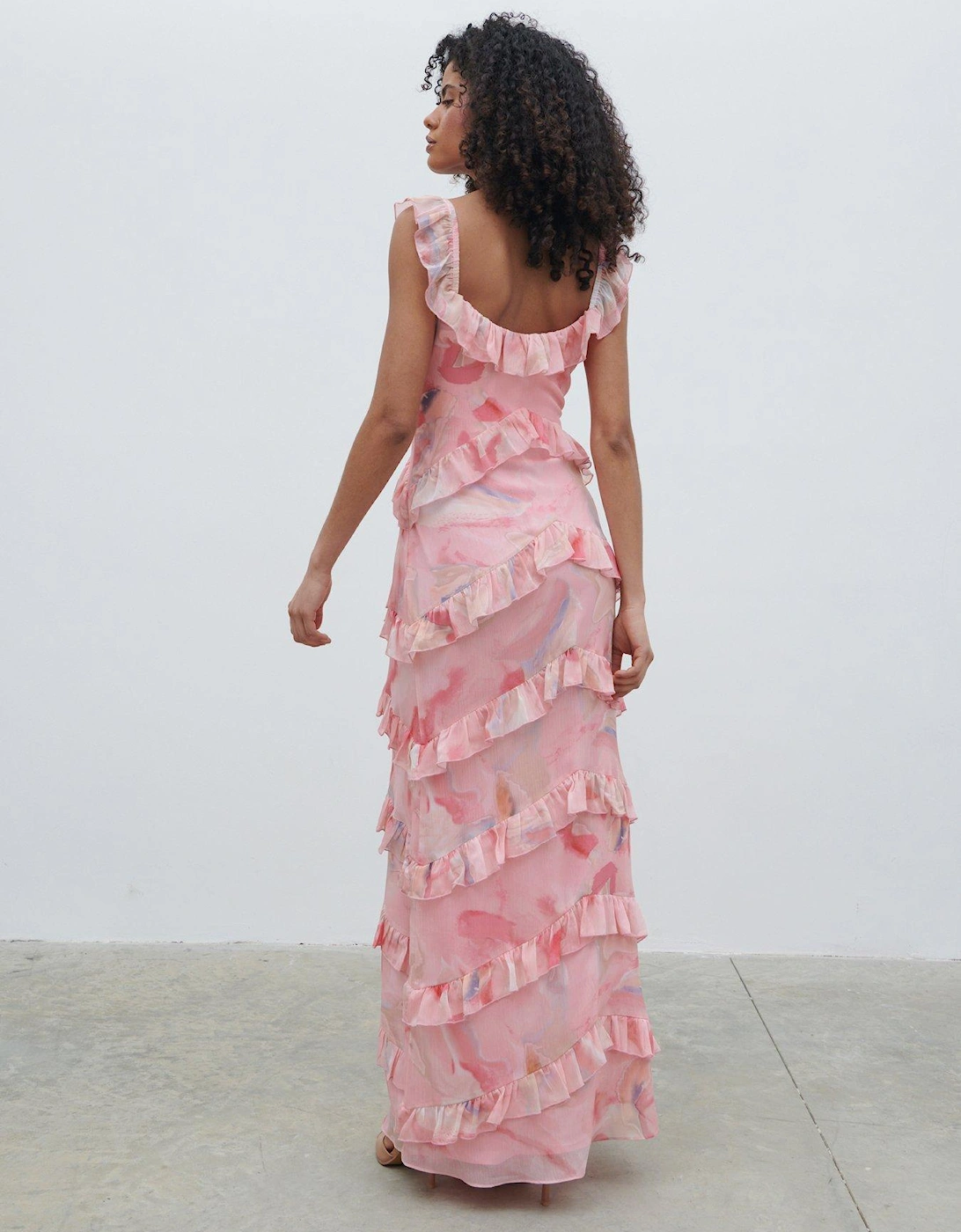 Cecile Ruffle Maxi Dress - Pink