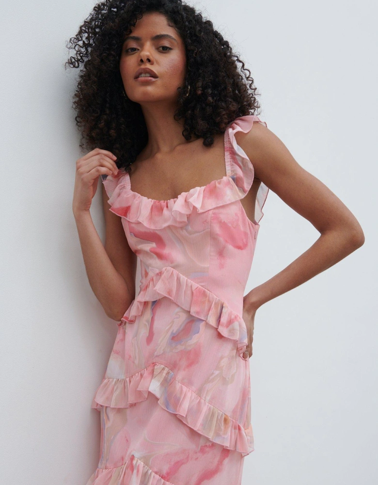 Cecile Ruffle Maxi Dress - Pink