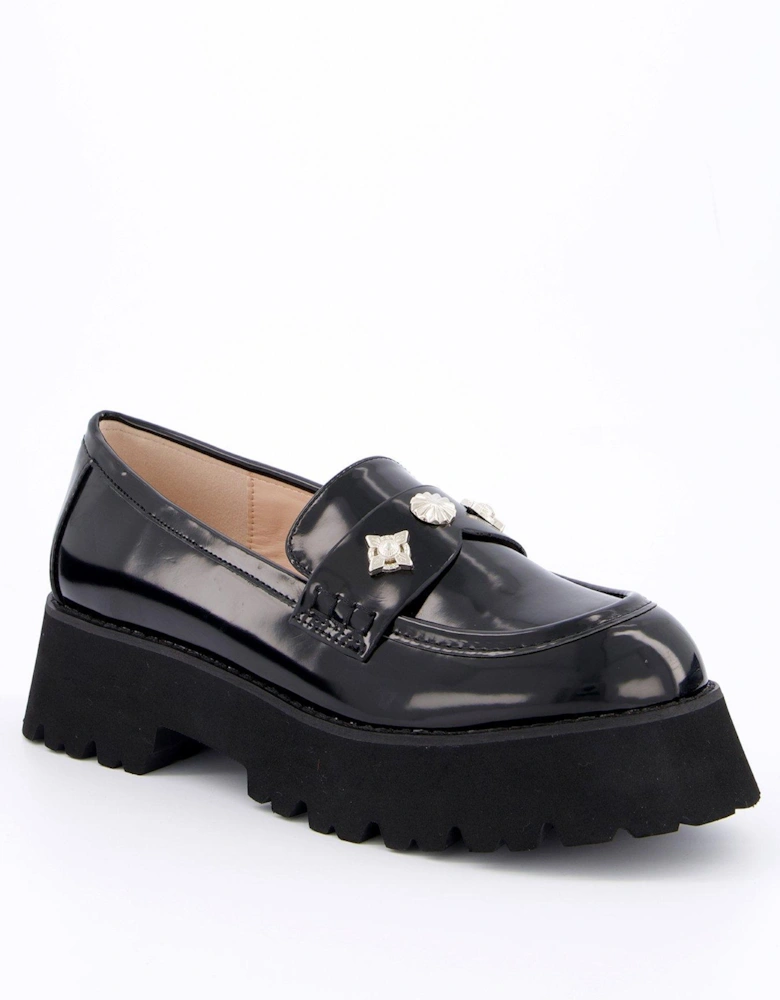 Aleyna Chunky Loafer Flat Shoes - Black