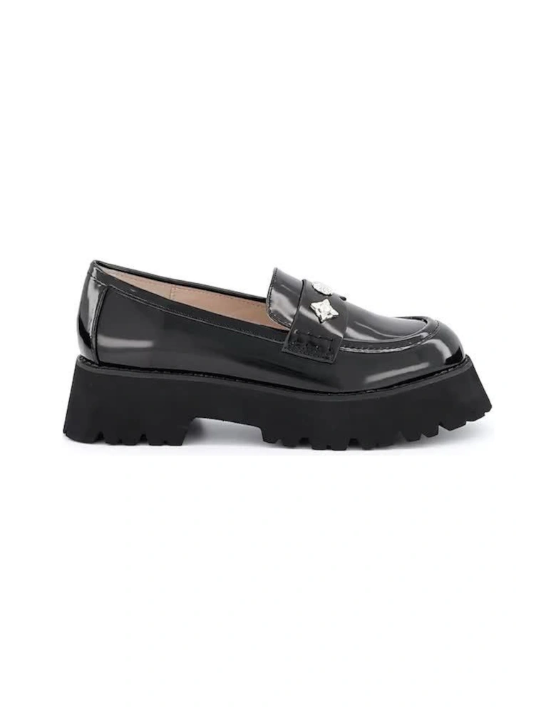 Aleyna Chunky Loafer Flat Shoes - Black