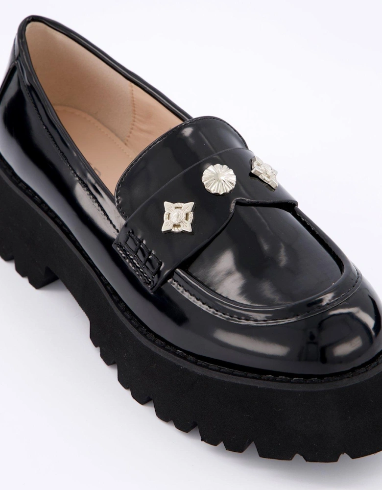 Aleyna Chunky Loafer Flat Shoes - Black
