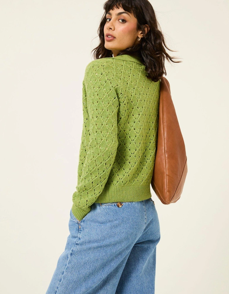 Lilah Collared Cardigan - Green