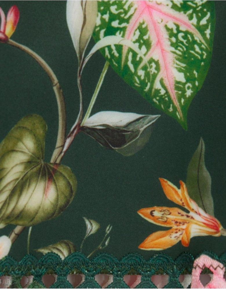 Botanical Scoop Swimsuit - Dark Green
