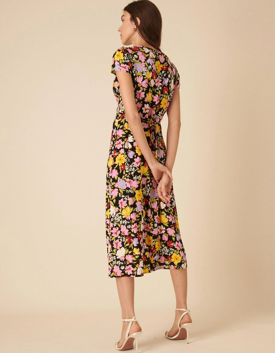 Billie Floral Midi Dress - Black
