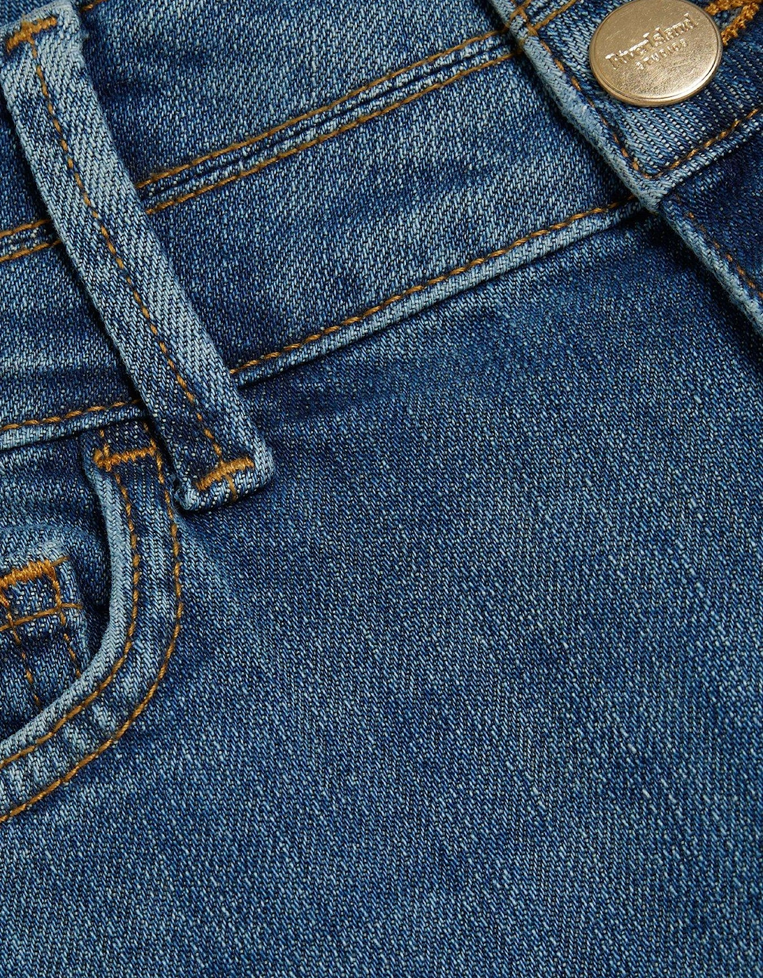Double Waistband Bootcut Jeans - Blue