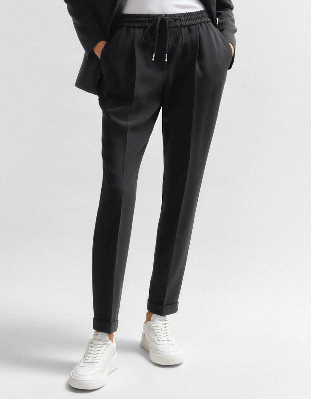 Hugo Boss Women's Tariyana9 Regular-Fit Drawstring Trousers - Black - Size: 10