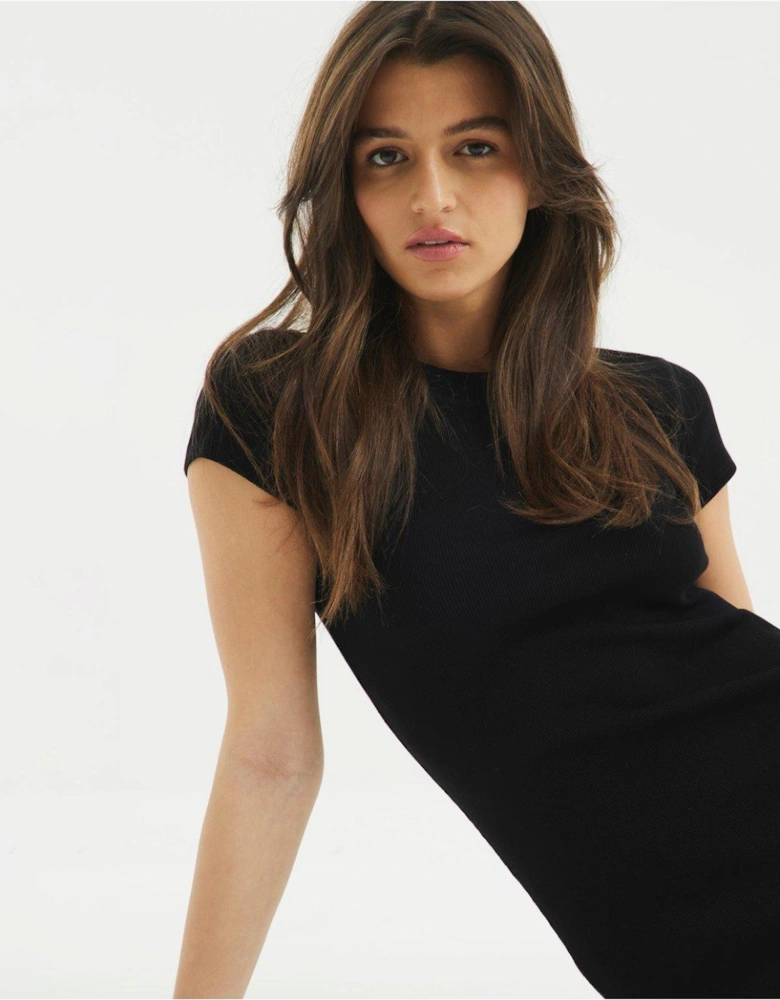 Cap Sleeve Midi Dress - Black
