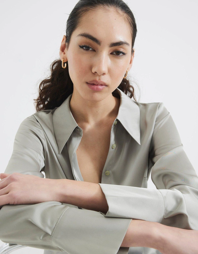 Satin Shirt - Khaki