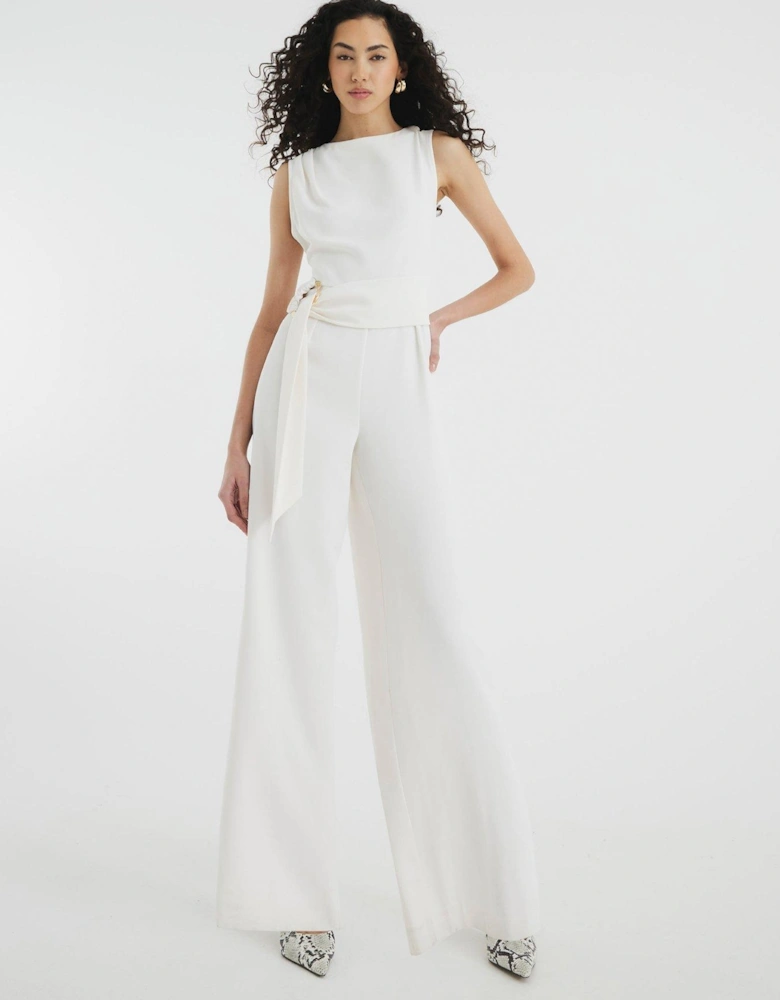 Belted Jumpsuit - White