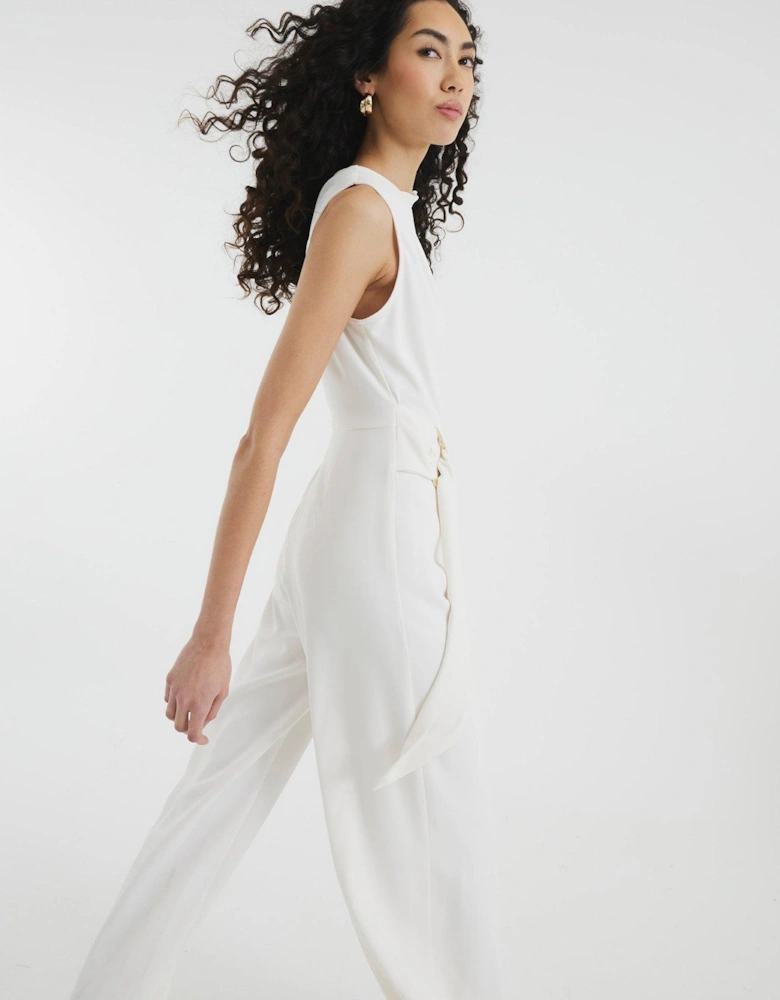 Belted Jumpsuit - White