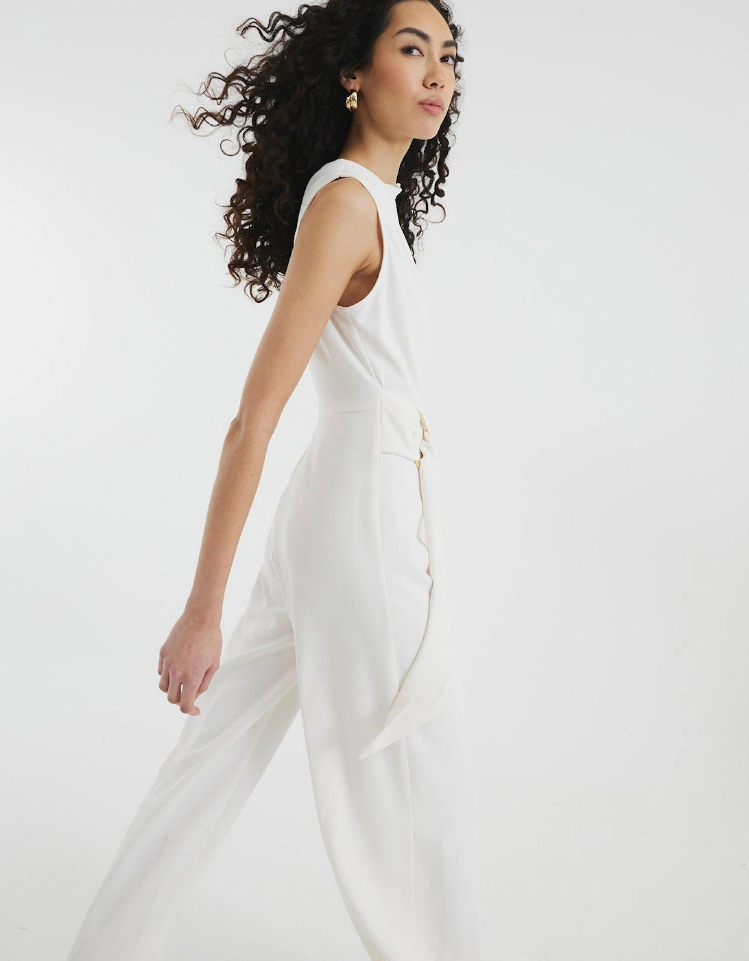 Belted Jumpsuit - White