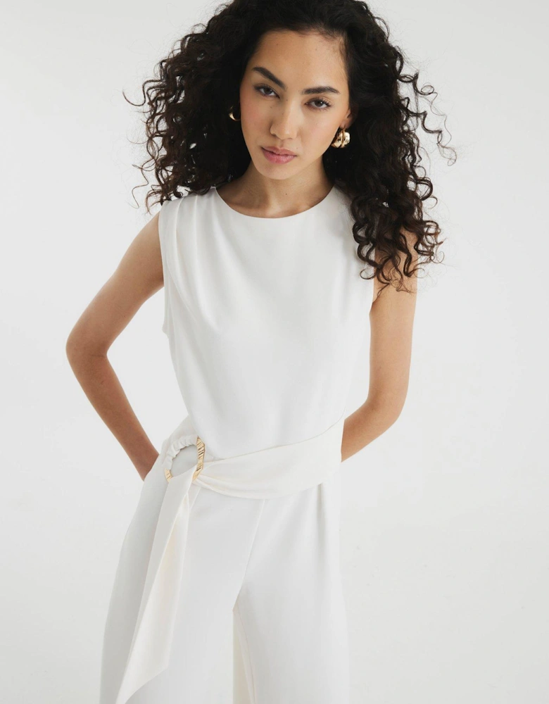 Belted Jumpsuit - White