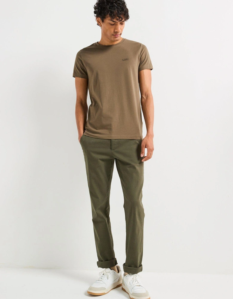 Stretch Slim Fit Left Chest Logo T-Shirt - Dark Stone