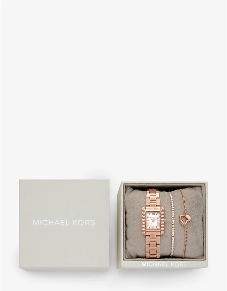 Mini Emery Pavé Rose Gold-Tone Watch and Bracelet Gift Set