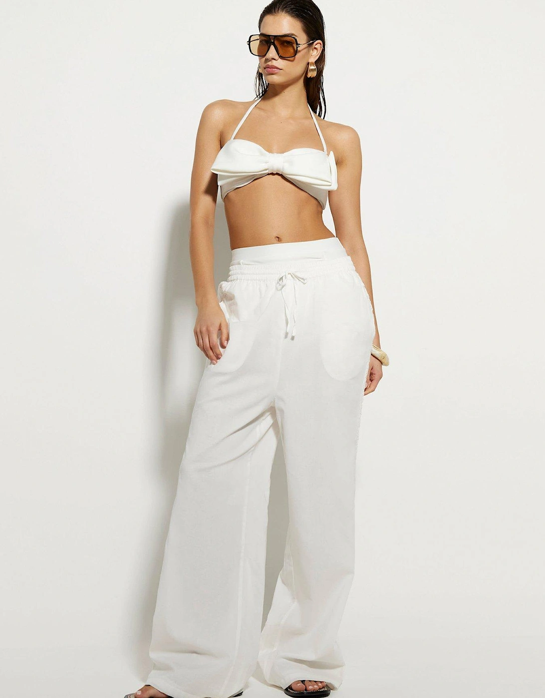 Bow Bandeau Bikini Top - White