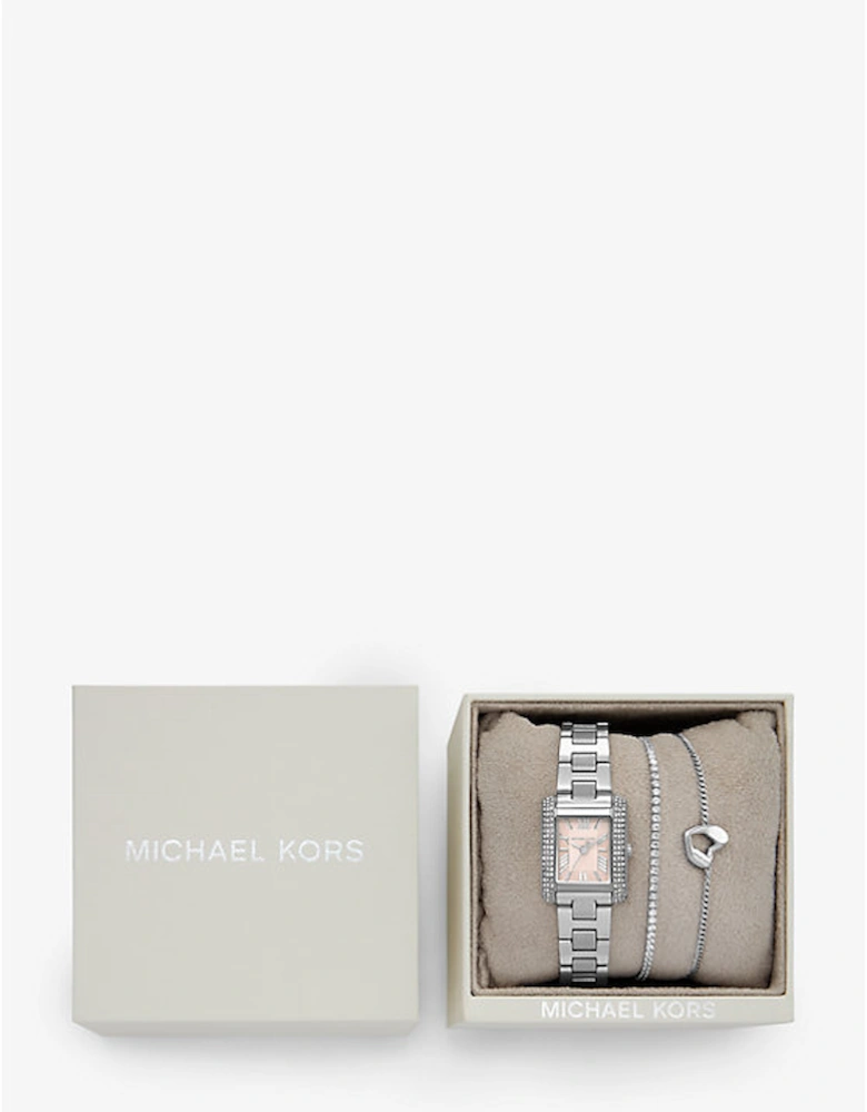 Mini Emery Silver-Tone Watch and Bracelet Gift Set