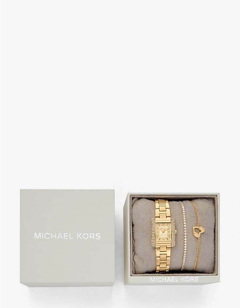 Mini Emery Pavé Gold-Tone Watch and Bracelet Gift Set