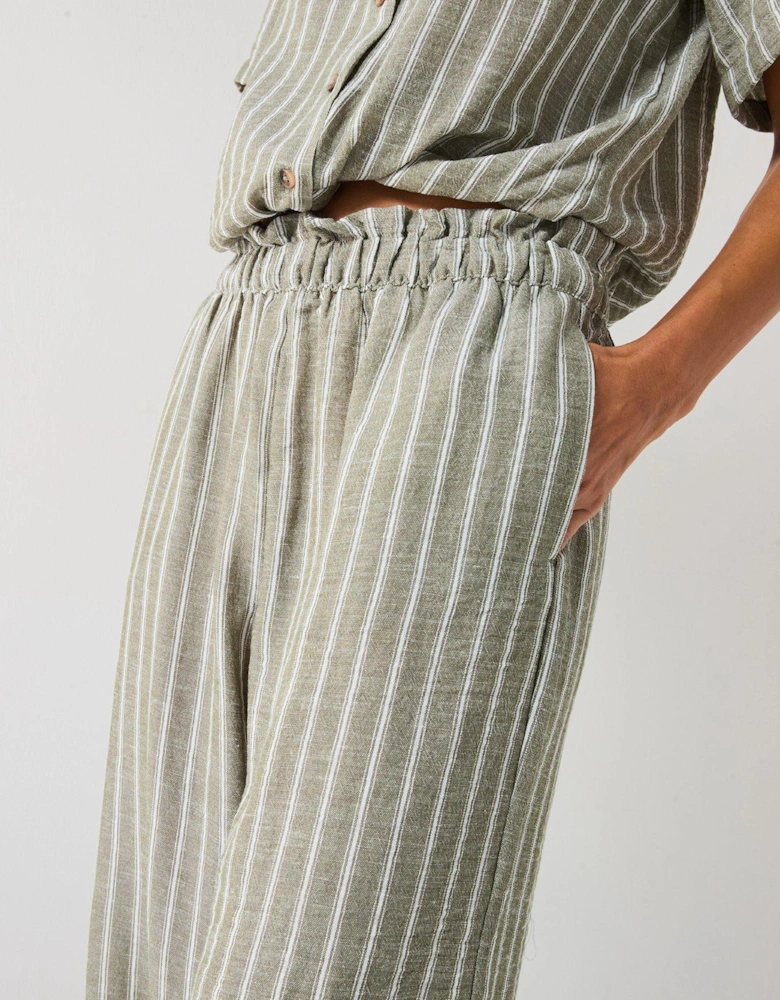 Wide Leg Stripe Trouser - Green