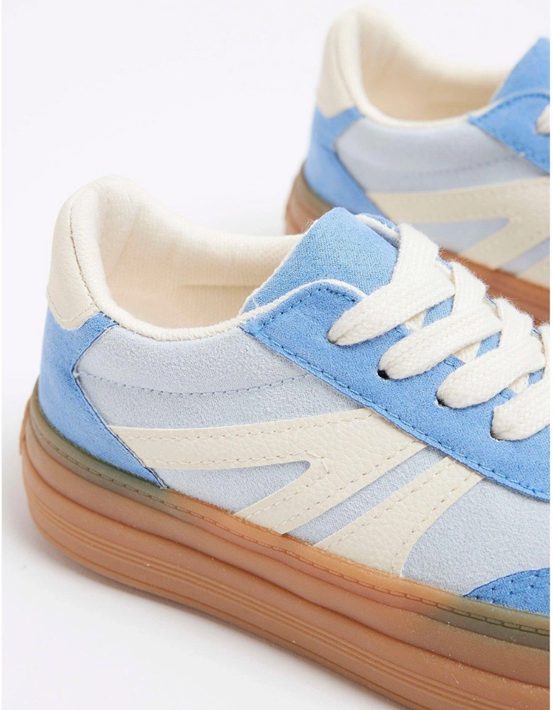 Girls Suedette Lace Trainers - Baby Blue