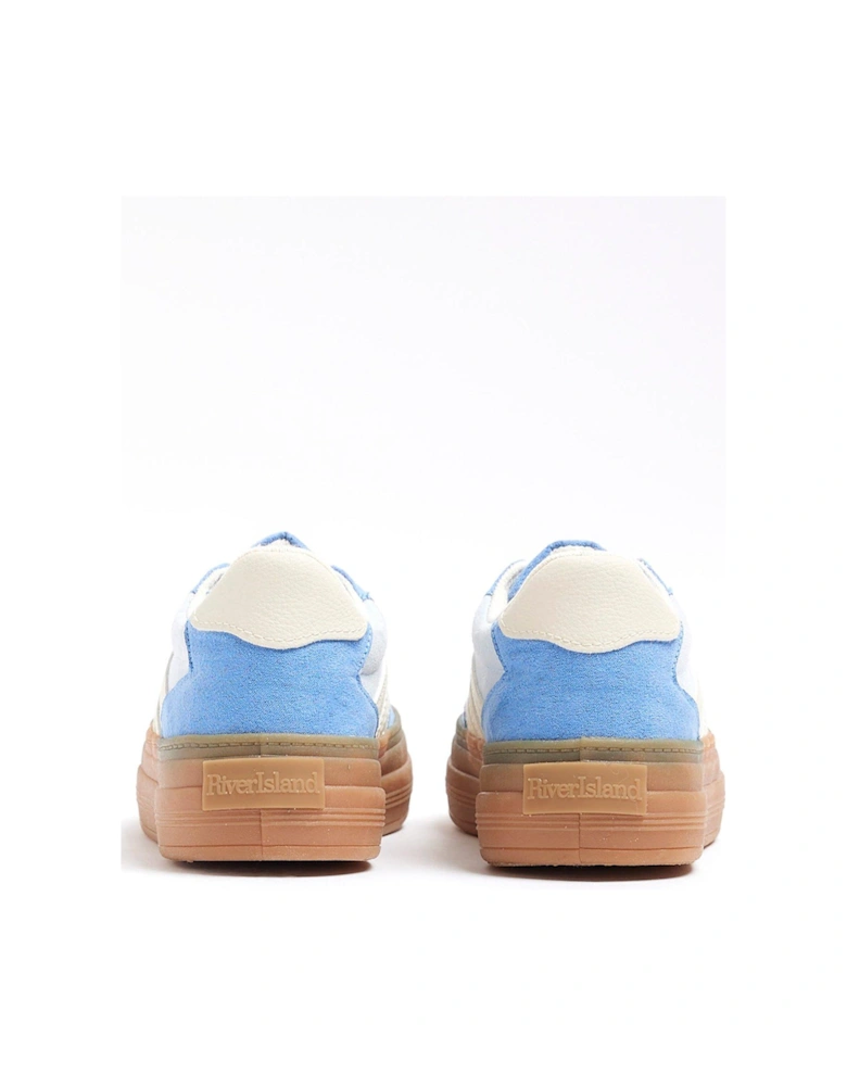 Girls Suedette Lace Trainers - Baby Blue