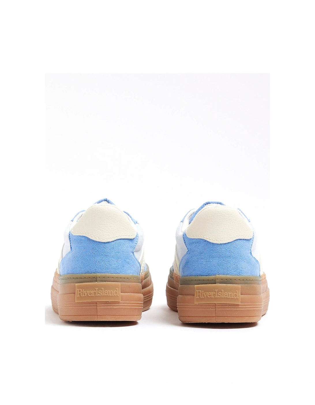 Girls Suedette Lace Trainers - Baby Blue