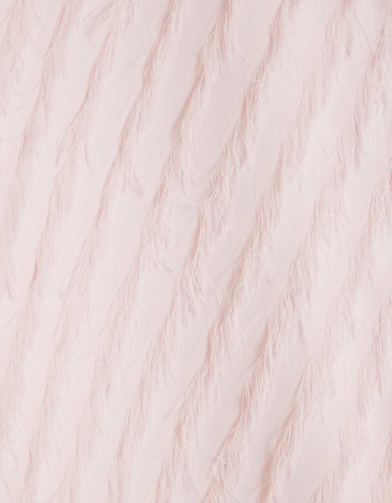 Feather Fringe Midi Coat - Pink