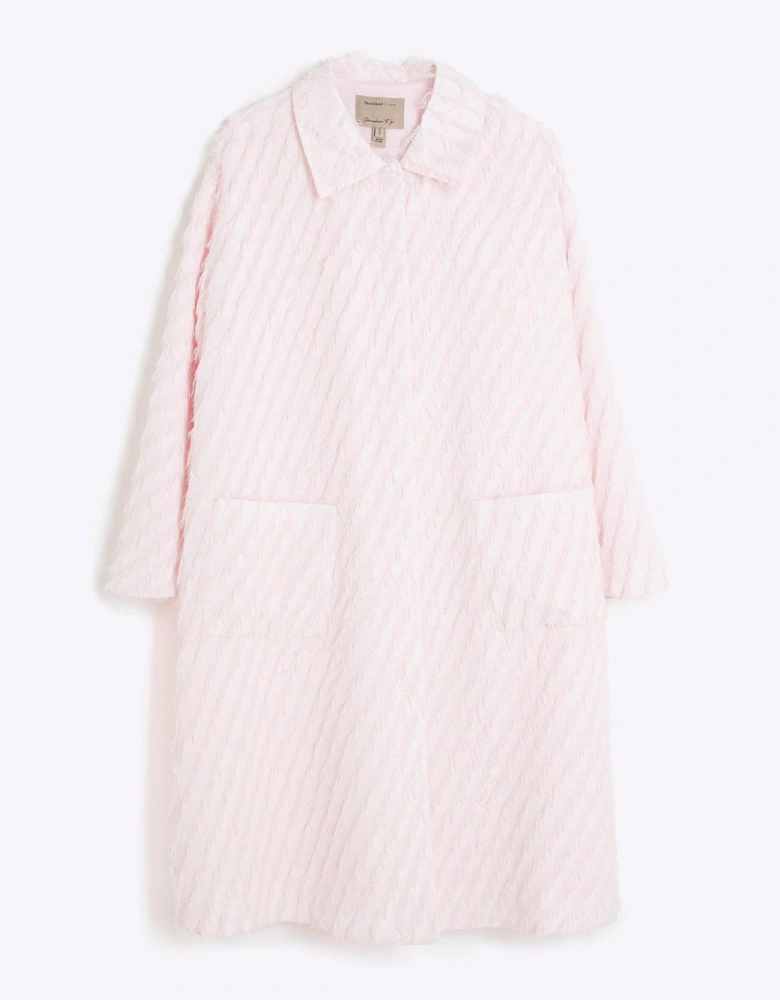 Feather Fringe Midi Coat - Pink