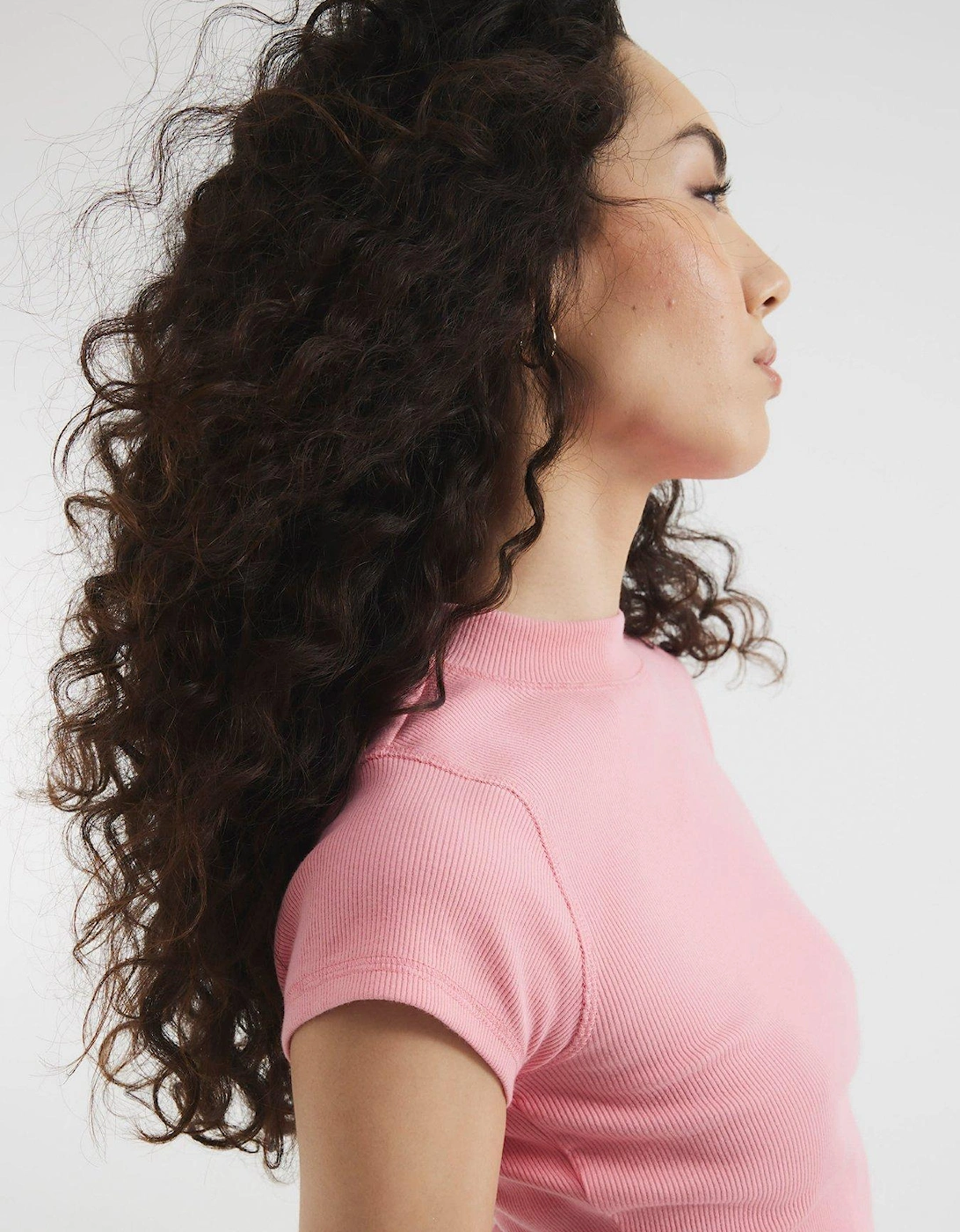 Cap Sleeve High Neck Tee - Bright Pink