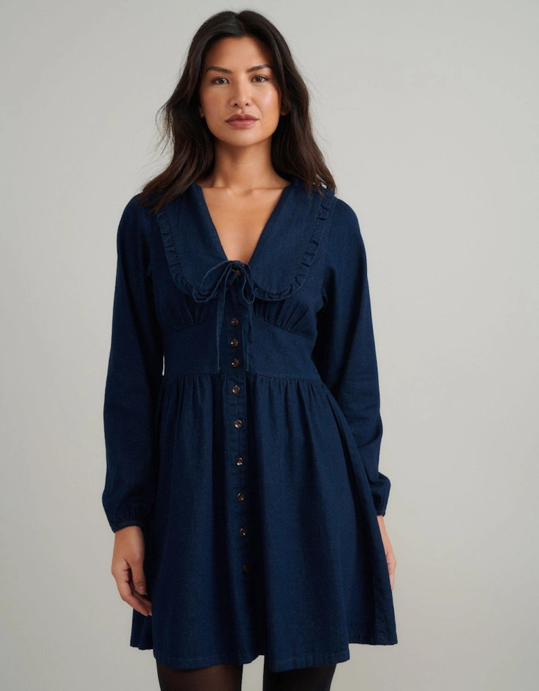 Denim Ottilie Mini Dress - Dark Blue