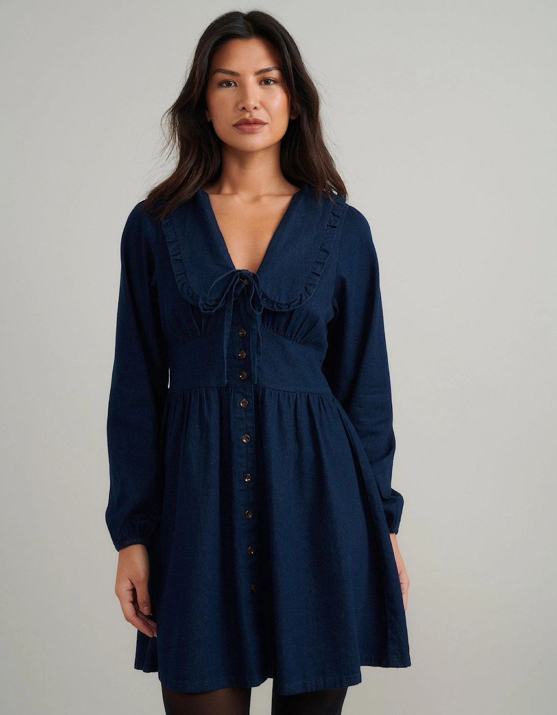 Denim Ottilie Mini Dress - Dark Blue