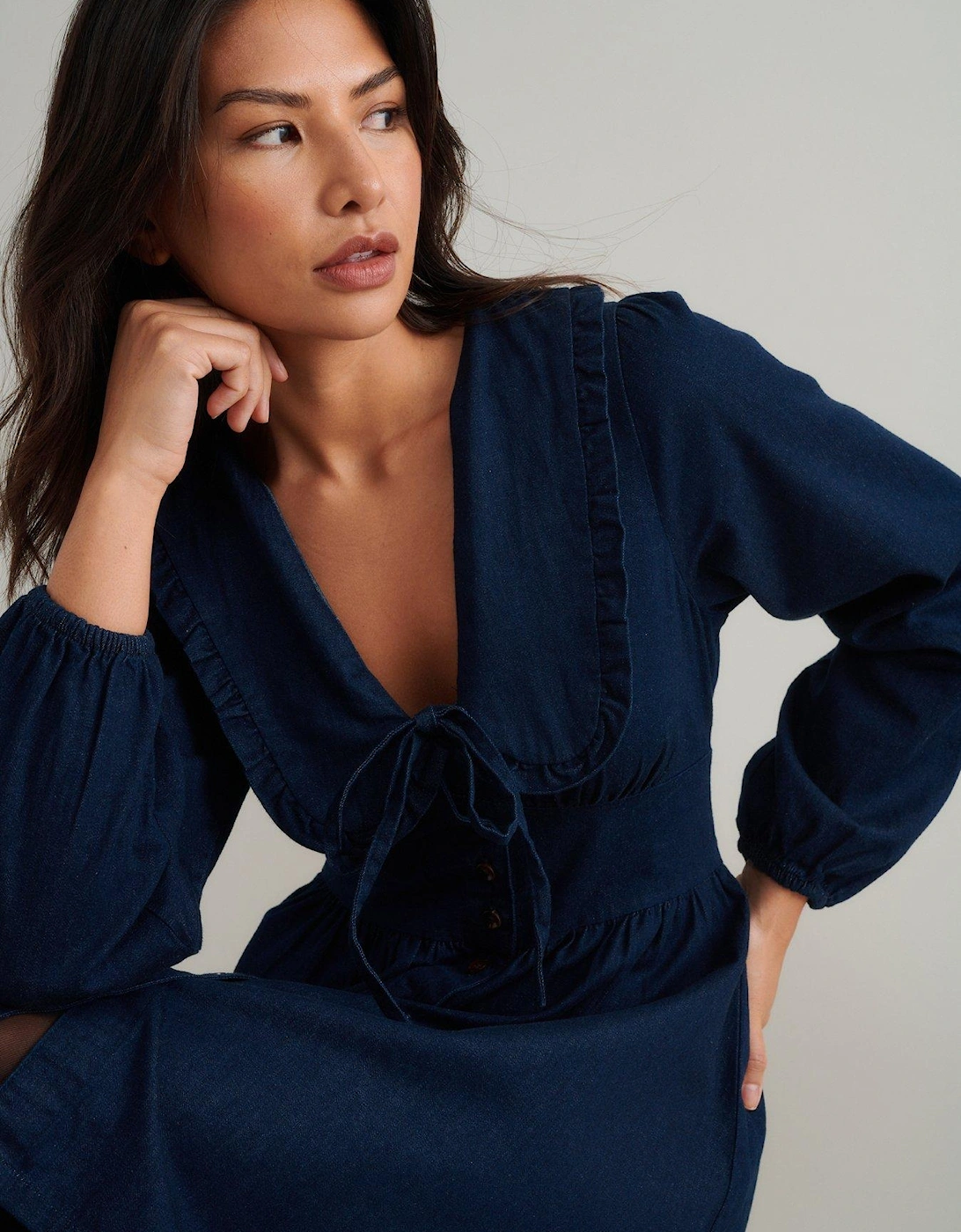 Denim Ottilie Mini Dress - Dark Blue