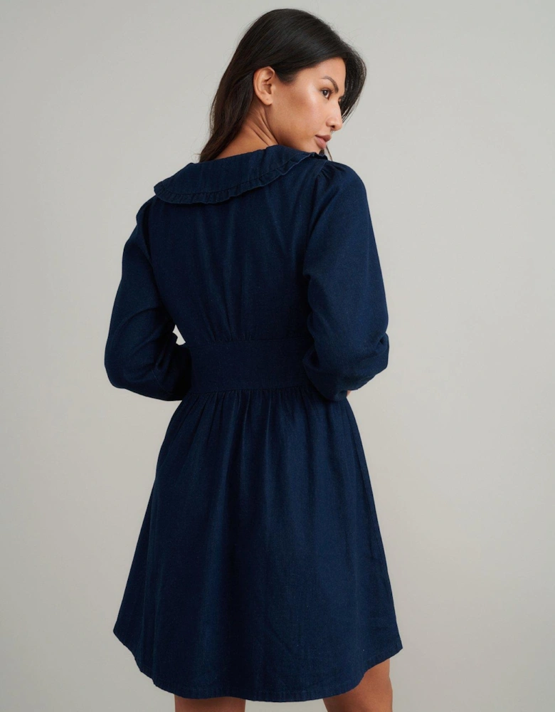 Denim Ottilie Mini Dress - Dark Blue