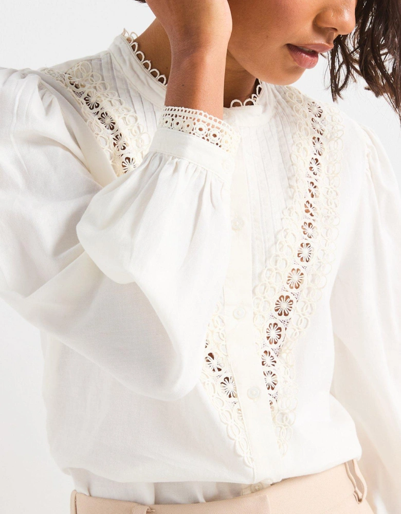 Lace Detail Shirt - White